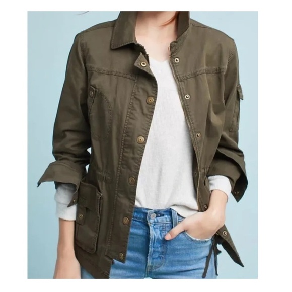 ANTHROPOLOGIE Marrakech Cargo Utility Jacket in Army Green Size S - Picture 10 of 10